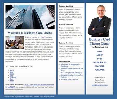 blue business card theme